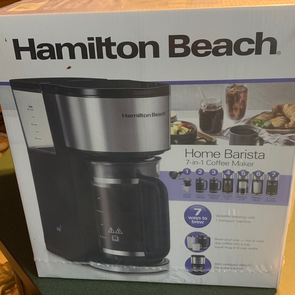 Hamilton Beach Silver and Black 7-in-1 Coffee Maker